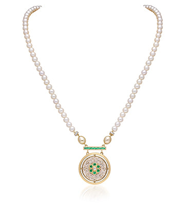Pearl,Diamond and Emerald necklace